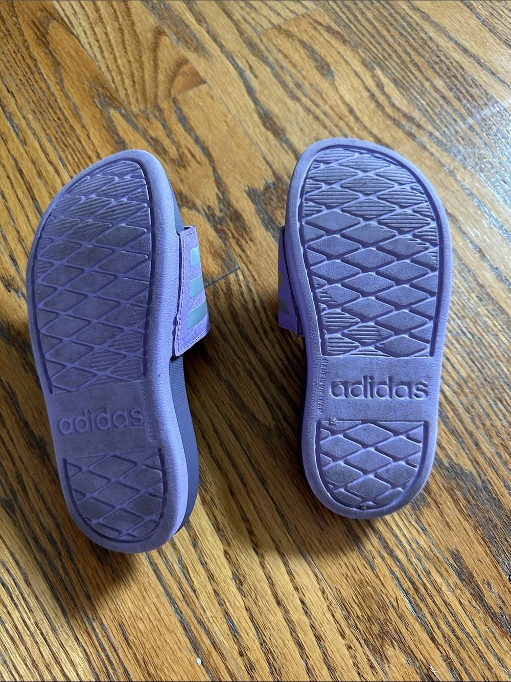 adidas Purple Slides with Silver Stripes